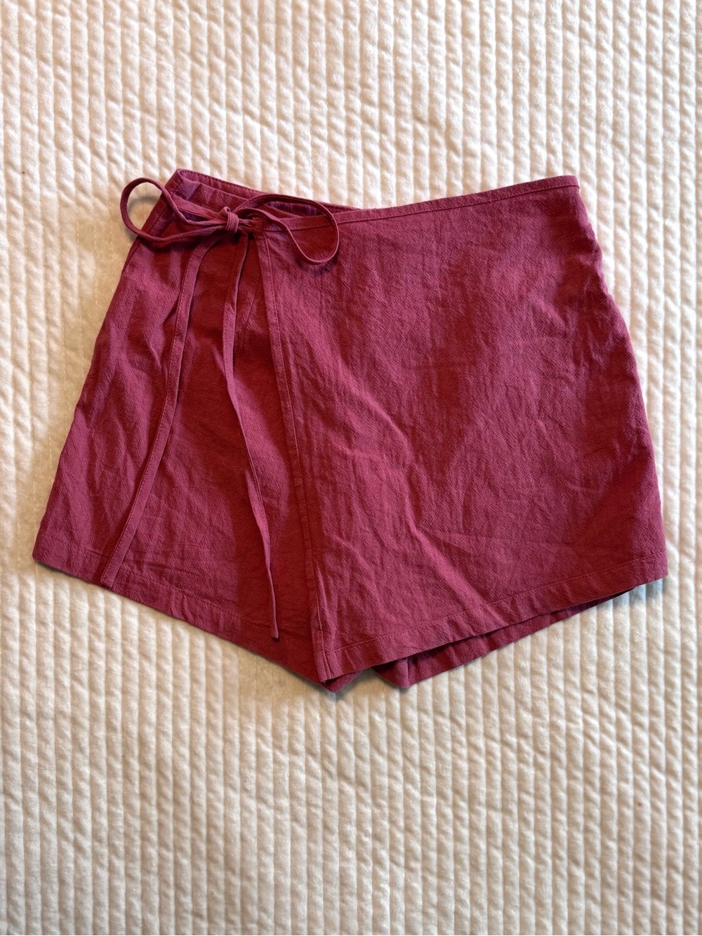 SHEIN Tie-Waist Wrap Skort in Burgundy